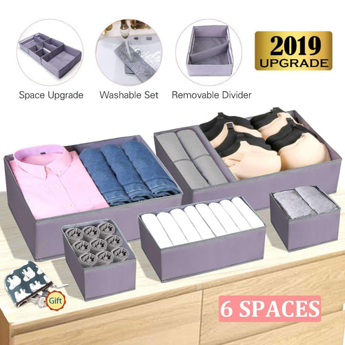 Great drawer organizer clothes dresser underwear organizer washable deep socks bra large boxes storage foldable removable dividers fabric basket bins closet t shirt jeans leggings nursery baby clothing gray