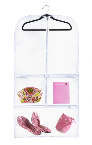 Discover the clear gusseted suit garment bag 20 inch x 38 inch x 3 inch dance dress and costumes hanging travel storage for clothes shoes and accessories water resistant organizer