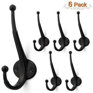 Heavy duty arks royal heavy duty metal coat hook with ball ends thick long retro prong hat hook bath towel closet clothes hanger rail garment holder flat black 6 pcs