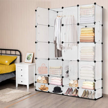 Shop tangkula portable clothes closet wardrobe bedroom armoire diy storage organizer closet with doors 16 cubes and 8 shoe racks