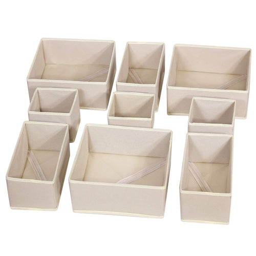 Great diommell 9 pack foldable cloth storage box closet dresser drawer organizer fabric baskets bins containers divider with drawers for baby clothes underwear bras socks lingerie clothing beige 333