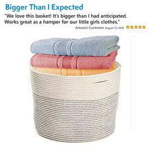Save on solaya large rope basket storage 17x15 hand woven decorative large natural cotton basket with handles round laundry hamper clothes diapers toys towels blankets kids nursery