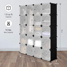 Heavy duty langria 20 storage cube organizer wardrobe modular closet plastic cabinet cubby shelving storage drawer unit diy modular bookcase closet system with doors for clothes shoes toys black and white