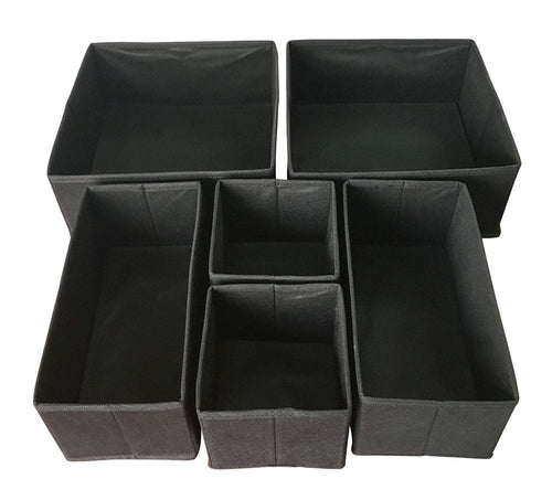 Featured sodynee foldable cloth storage box closet dresser drawer organizer cube basket bins containers divider with drawers for underwear bras socks ties scarves 6 pack black