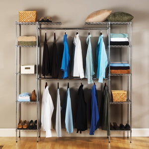 Latest seville classics double rod expandable clothes rack closet organizer system 58 to 83 w x 14 d x 72 ultrazinc
