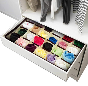 Top closet underwear storage organizer box for socks bra ties clothing lingerie underwear drawer 24 divider collapsible beige size 12 x 12 x 3 set of 2