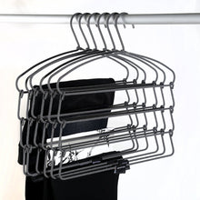 BESTOOL Hangers - Heavy Duty Pant Hangers - Non Slip Space Saving Trouser Hanger Wire Stainless Steel Flocked Hangers for Men Women and Kids Clothes - 4 Tier Laundry Closet Hanger (6 Pack)