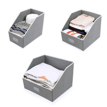 Products woffit linen closet storage organizers set of 3 foldable baskets to organize your sheets towels washclothes blankets clothing sweaters etc 100 organic fabric bins